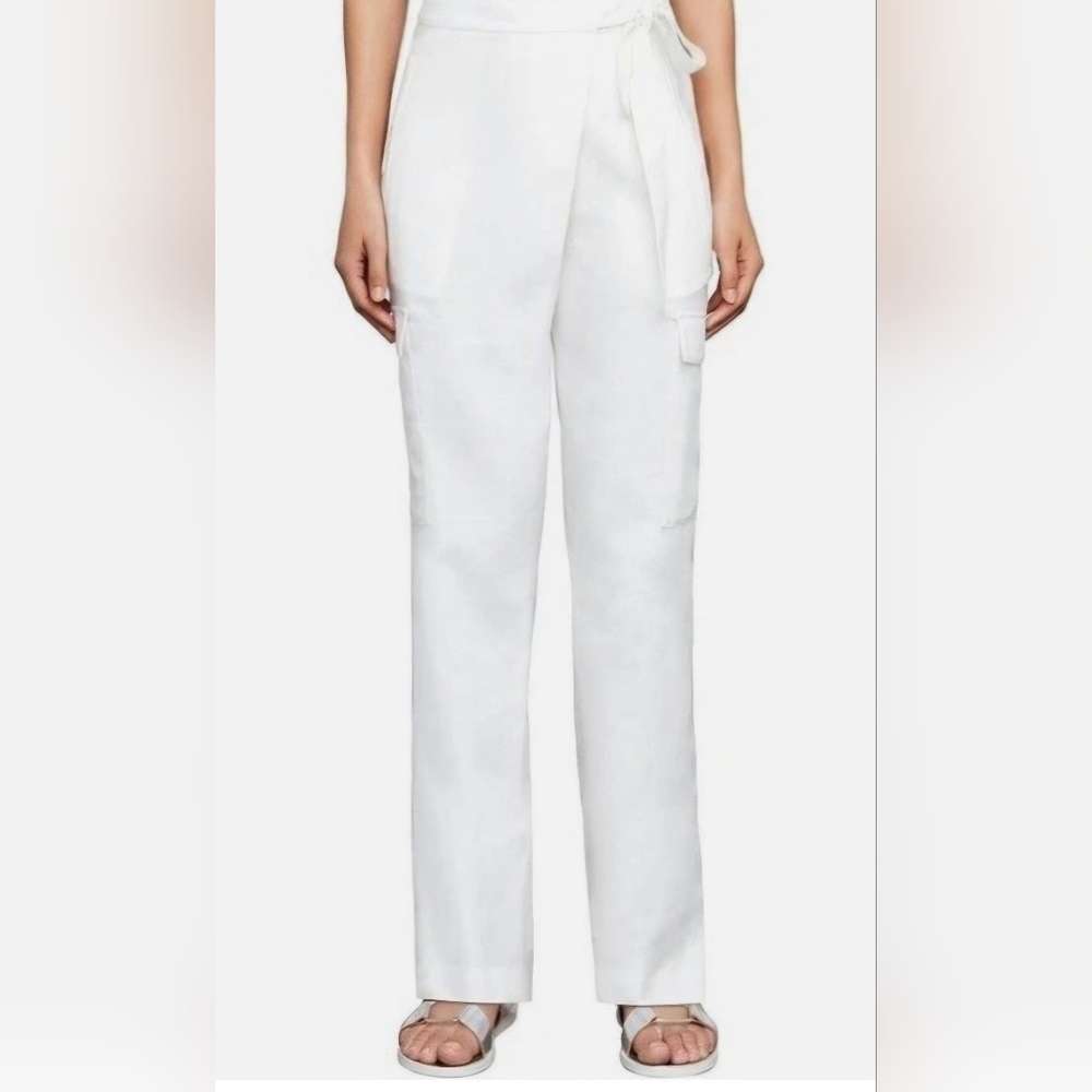 NWT BCBGMaxAzria Off White Straight Leg Cargo Wrap Pants